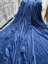 Blue cotton velvet curtain - blue,