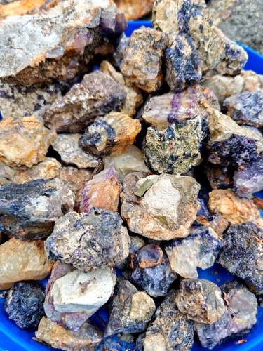 Raw blue john fluorite crystal - raw,
