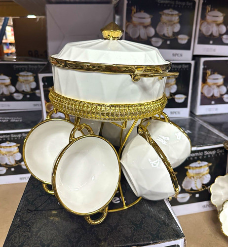 White gold glossy ceramic - gold,