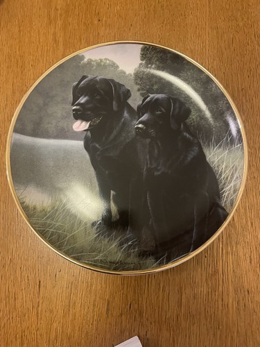 Black labradors plate - black,