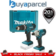 Makita 18v Cordless Combi Hammer Drill Impact Driver Twin Pack Bare + Case