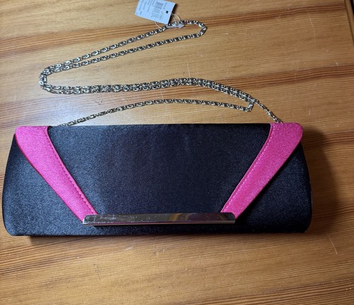 Black hot pink satin - black, &