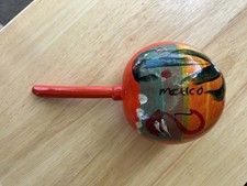 VTG Hand Painted WOODED Single 7" MEXICAN MARACAS Music Shaker Instrument