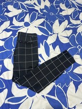 Gap Slim City High Rise Grid Plaid Cotton Blend Long Trousers - Size UK 8