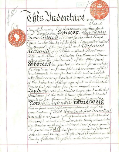 Antique property indenture - antique,