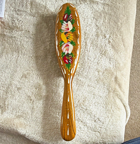 Vtg hand painted wooden - hand, oval
