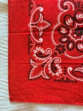 Distressed Bandana XL Cotton Scarf Paisley Red Orange Black White Extra Large