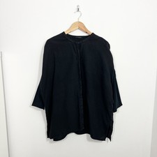 Elemente Clemente Linen Top Size 4 UK 16 Black Relaxed Fit Jersey Sleeve