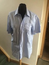 Taylor & Wright Cotton Short Sleeve Powder Blue Shirt 15” Collar Regular Fit