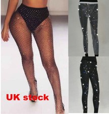 Womens Fishnet Rhinestone Mesh