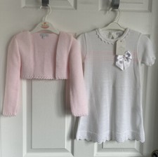 Baby Girls Pink/White ZIP ZAP Designer Knitted Cardigan Dress Outfit - 24M BNWT