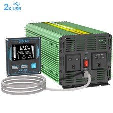 Power Inverter 2000W DC 12V to AC 240V USB LCD Car Camper EDECOA Modified Wave