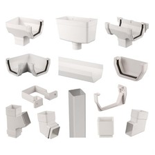 White square plastic gutter - white,