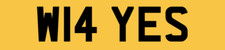YES YEAH PRIVATE NUMBER PLATE W14 YES CHERISHED REGISTRATION PERSONAL WAYNE REG