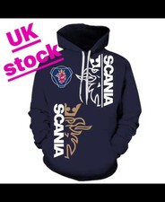 UK stock New Scania logo 3D print hoodie dark blue Truck fashion size approx L