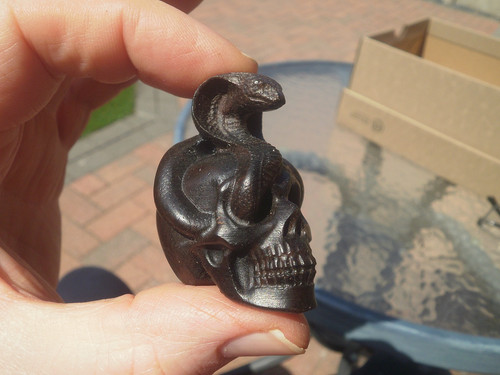 Carved wood netsuke cobra