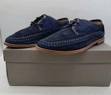 Mens Hudson London Anfa Suede Woven Oxford Navy BNIB