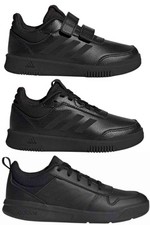 Adidas Boys School Shoes Kids Tensaur Trainers Vel-cro Laces Black