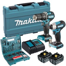 Makita DLX2414ST 18V Brushless Combi Drill & Impact Driver Kit 100pcs Drill Set