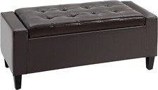 Brown Leather Ottoman Bench