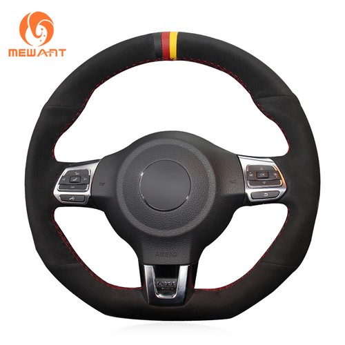Black suede steering wheel - suede,