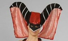 Deluxe Devil Wizard Hood & Veil Halloween Hat Red Fancy Dress NEW 