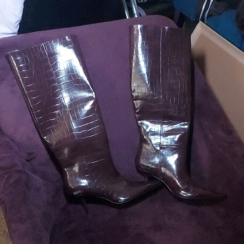Zara women burgundy croc - zara,