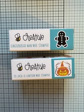 Honey Bee Stamps Wax Seal Stamper x2 - 3d Jack-O-Lantern & Gingerbread Man - NEW