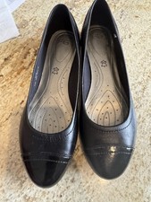 FOOTGLOVE M&S Black Leather Ladies Flat Pumps Shoes Size 7.5 RRP £29.99 Bnwt