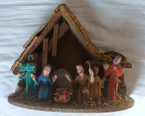 Vintage nativity set manger - nativity,
