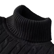 Men's Warm Wool Turtleneck Sweater Casual Winter Knit Rollneck Jumper Pullover