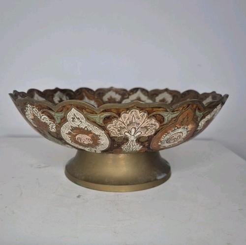 Vintage enameled brass bowl - brass,