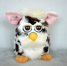 Furby Snow Leopard Vintage 1999. Original Card Tag. Brown Eyes. Part Working.