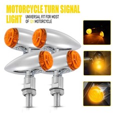 4x Motorcycle Chrome Amber LED