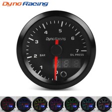 2" 52mm Digital & Pointer 7 Color LED 0-7 Bar Oil Pressure Gauge Meter + Sensor