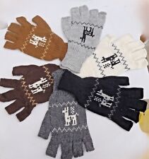 UNISEX ALPACA WOOL Hand Knitted FINGERLESS GLOVES * VERY WARM * Medium size