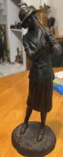 Female Bronze Golfer Sculpture Figurine Statue Golf Vintage Made In USA 0232B