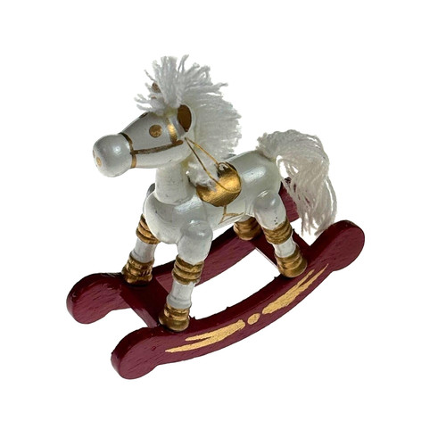 Vintage white wooden rocking - wooden,