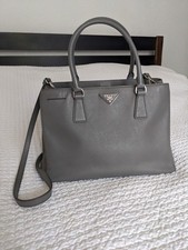 PRADA Saffiano Lux Bag Grey Leather