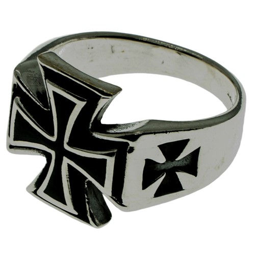 Iron cross ring 925 sterling - iron,