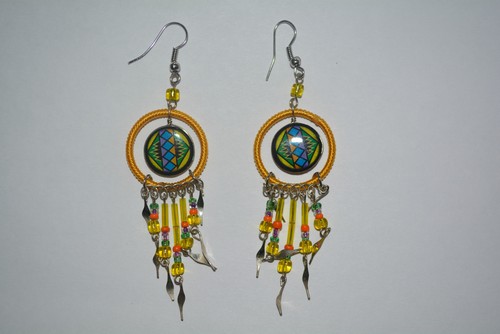 Pair ceramic inca design - ceramic,