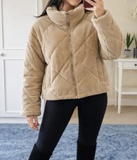 Topshop Beige Corduroy Puffer