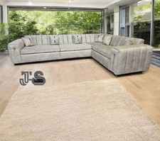 Mayfair Sectional Corner Sofa Luxury Design Soft Plush Velvet Fixed Back