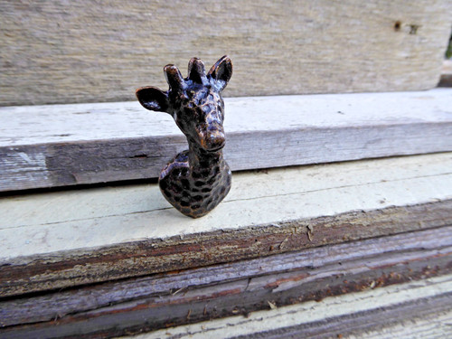 Antique bronze giraffe head - bronze,