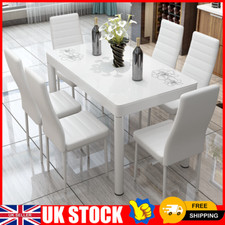 Tempered Glass Top Dining Table & 4/6 Chairs Set for Kitchen Dining Room Table