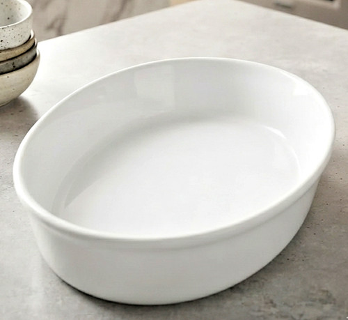 White oval oven dish ceramic - white,