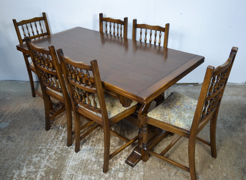 Oak dining table and - oak, 6