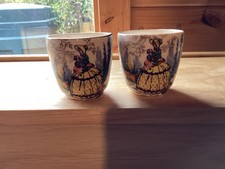 James Kent Ltd Longton Crinoline Lady Pair Of Egg Cups Excellent Used Condition