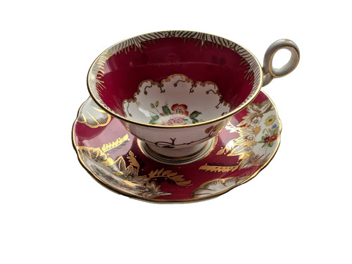 Radfords cup saucer maroon - saucer,