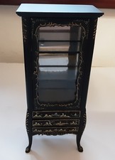 1:12th Dolls House Black Chinoiserie Display Cabinet Handpainted By JIAYI